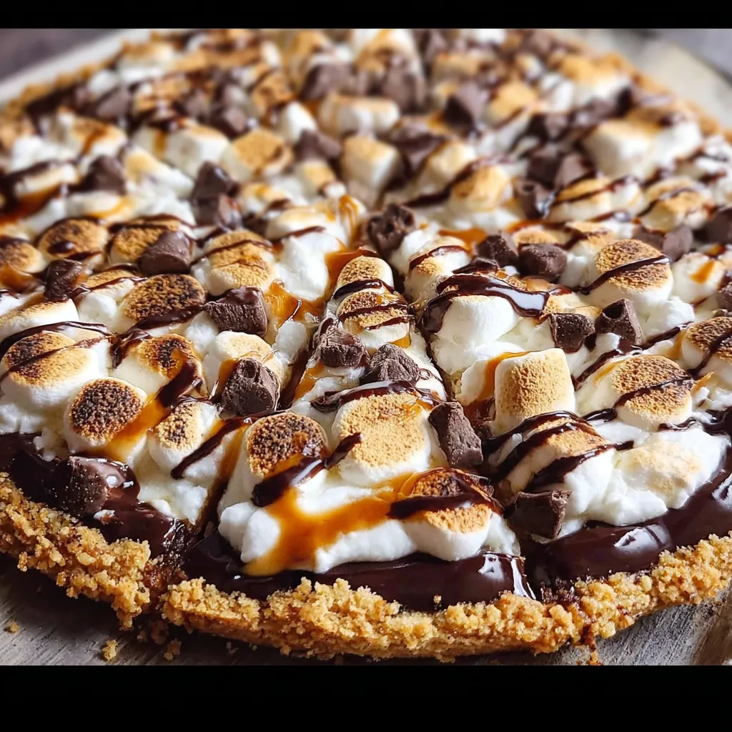 Sweet S'mores Pizza with Chocolate, Marshmallows, and Graham Cracker Crust - tertiary view